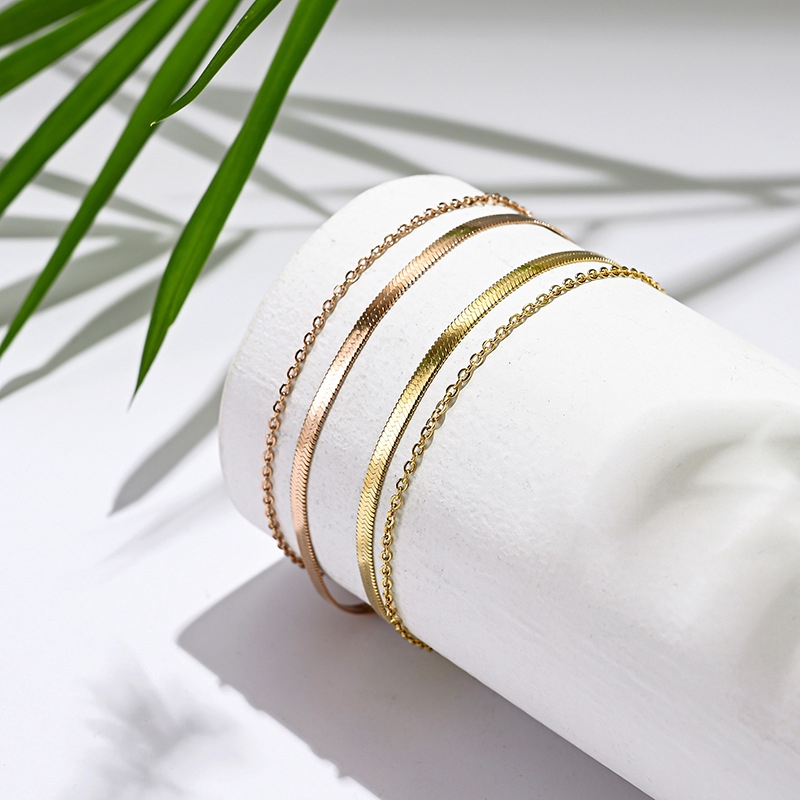 Lắc chân thép y tế họa tiết xương rắn phong cách thời trang Âu Mỹ đơn giản thời thượng quyến rũ dành cho nữ