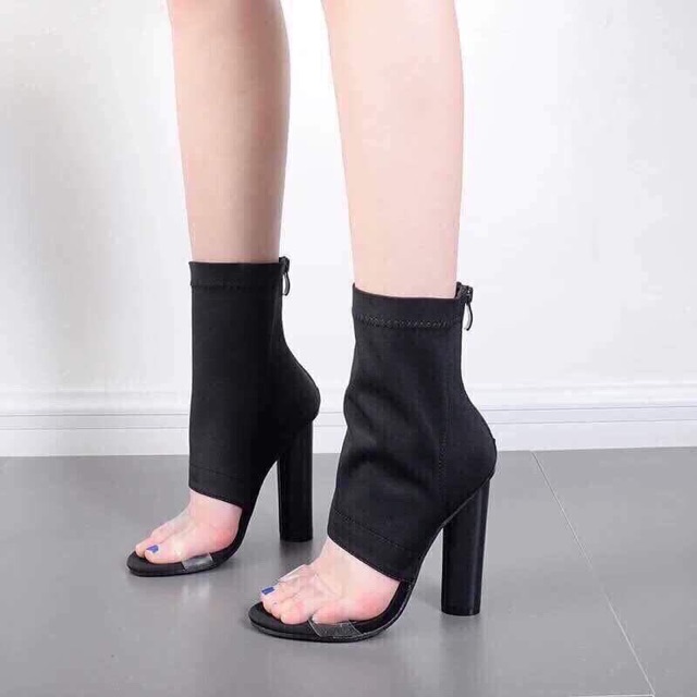 Giày Sandal hở mũi, gót tròn, cao 10 cm
