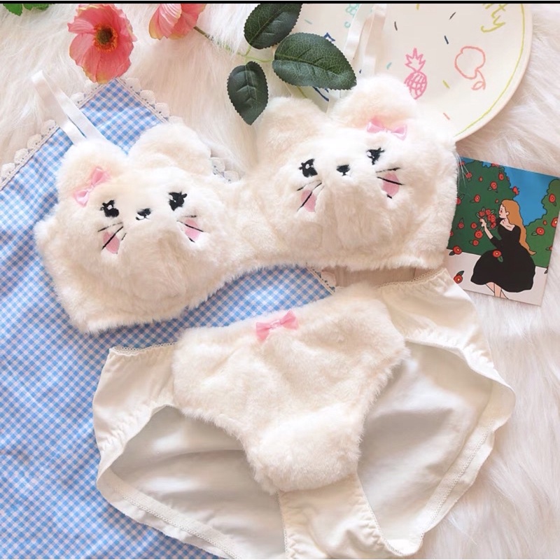 [ORDER] Bộ quần áo lót hình mèo bông hai màu thiết kế mới | BigBuy360 - bigbuy360.vn