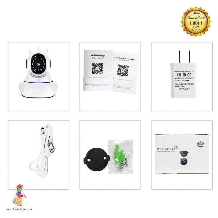 Wireless Camera Pascmio 3 râu phiên bản mới wifi camera không dây di động chất lượng HD quan sát xoay 360 độ Phặn Phặn