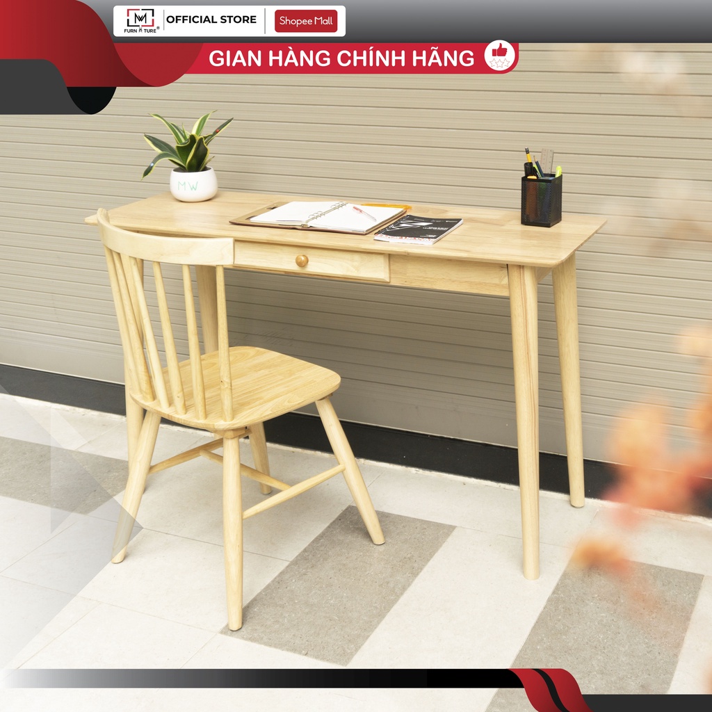 Bàn làm việc gỗ cao su cao cấp có hộc thương hiệu MW FURNITURE - Nội thất căn hộ