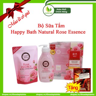 [ CHÍNH HÃNG ] Bộ Sữa Tắm HAPPY BATH NATURAL ROSE ESSENCE 750ml