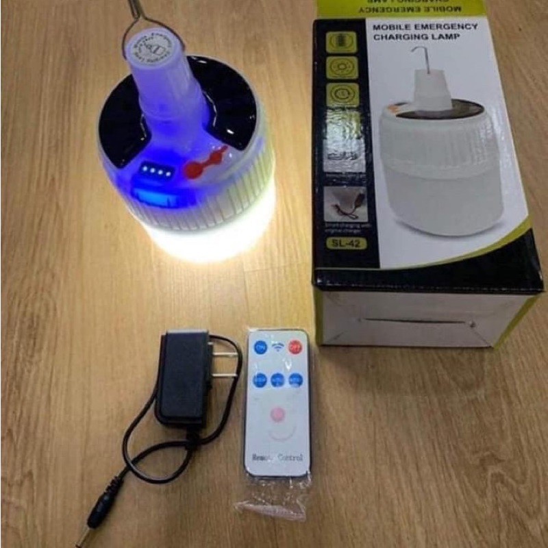 [SIÊU RẺ] Bóng đèn sạc 100W tích điện năng lượng mặt trời siêu sáng 4 chế độ - Kèm remote + cục sạc