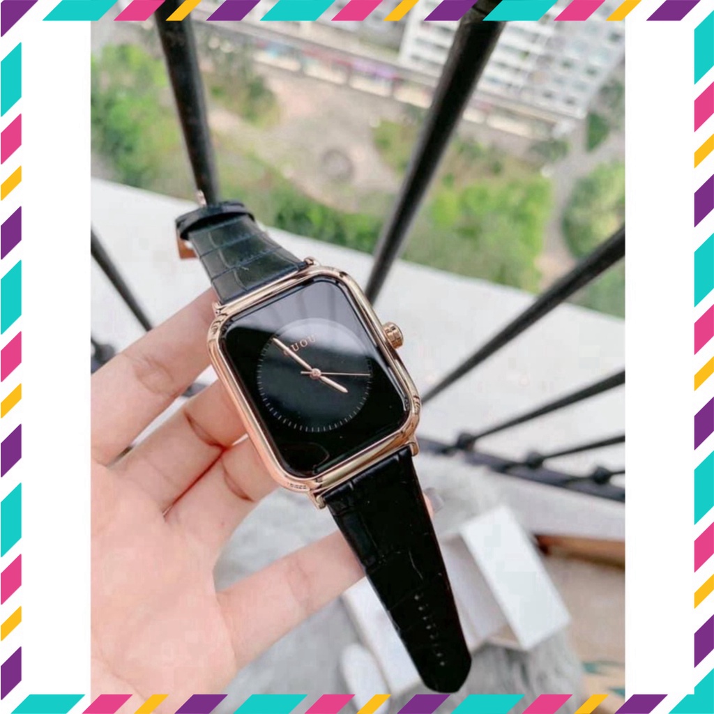 Đồng hồ nữ G.u.o.u dây da mặt vuông siêu xinh , dây da mềm bền, hợp thời trang, chống nước, bảo hành