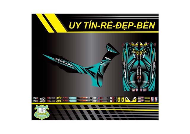 Tem rời Sirius mẫu zin dán xe đen tặng kèm logo