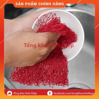 Lưới rửa chén bát, giẻ rửa bát màu đỏ