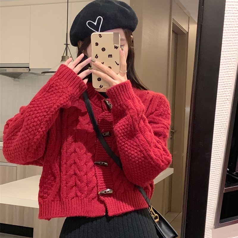 IELGY    Áo Khoác cardigan Dệt Kim Màu Sắc retro Nhật Bản Cho Nữ