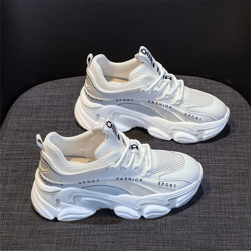 Giày thể thao nữ, giày nữ lưới thoáng khí hợp thời trang mới Giày đế cao