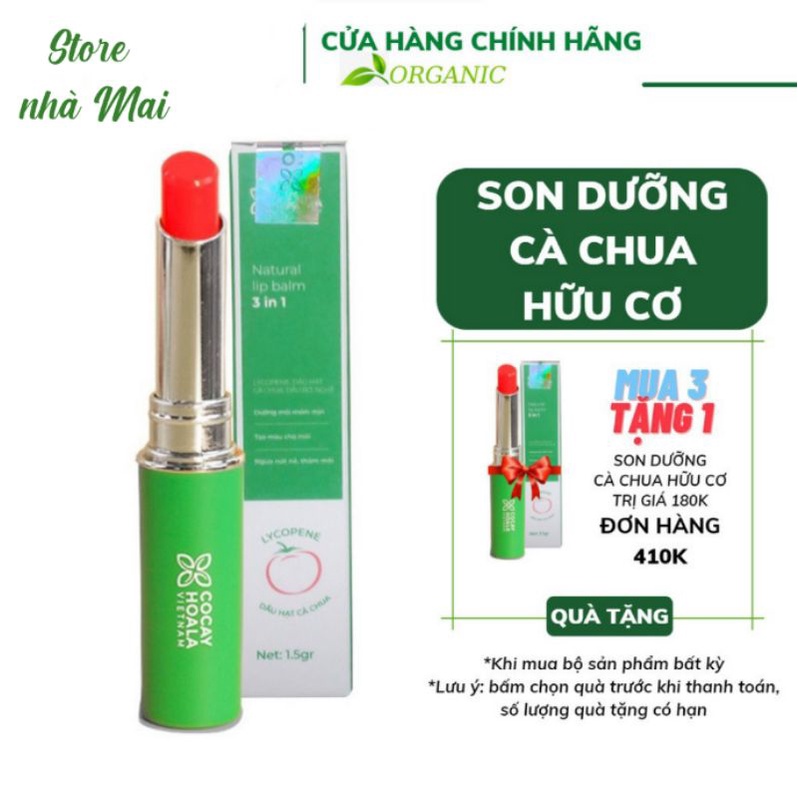 Son dưỡng cà chua hữu cơ 3M giảm thâm làm hồng môi Cỏ Cây Hoa Lá 1.5g (cocayhoala)