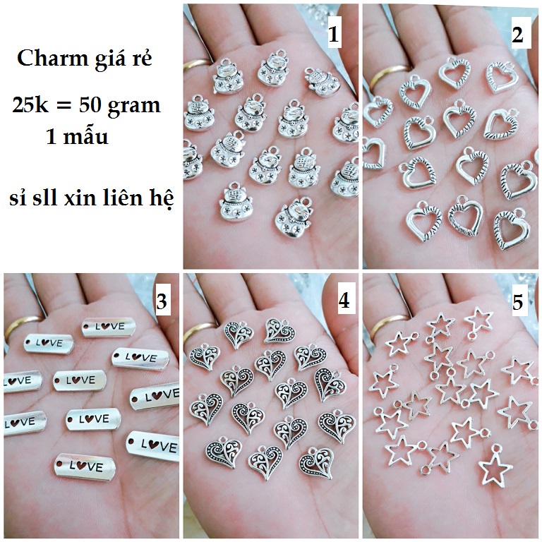 Sỉ 1 set 50 gram charm giá 25k