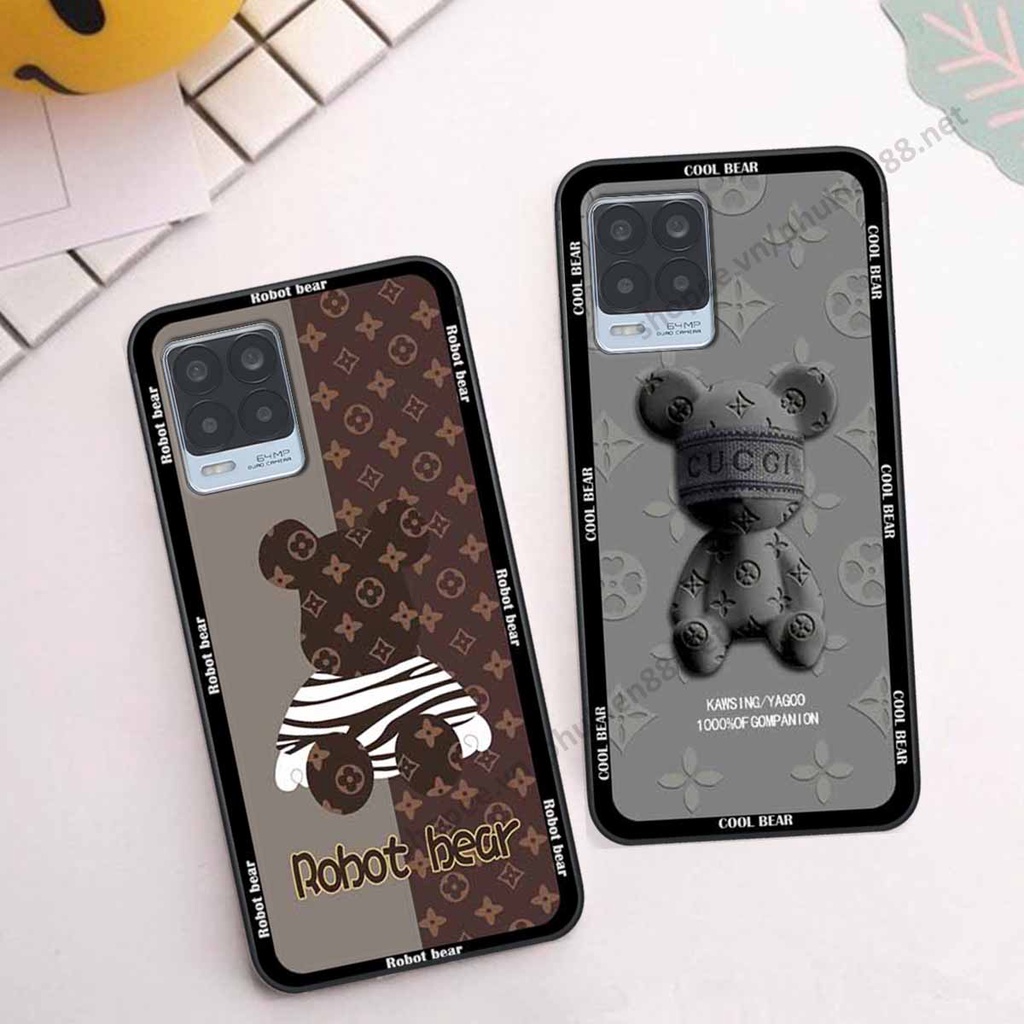 Ốp Realme 8 bear, k@ws thương hiệu phong cách ốp lưng thời trang cao cấp