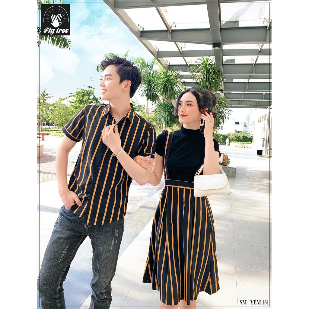 Đồ đôi sọc vàng đen model mã 161