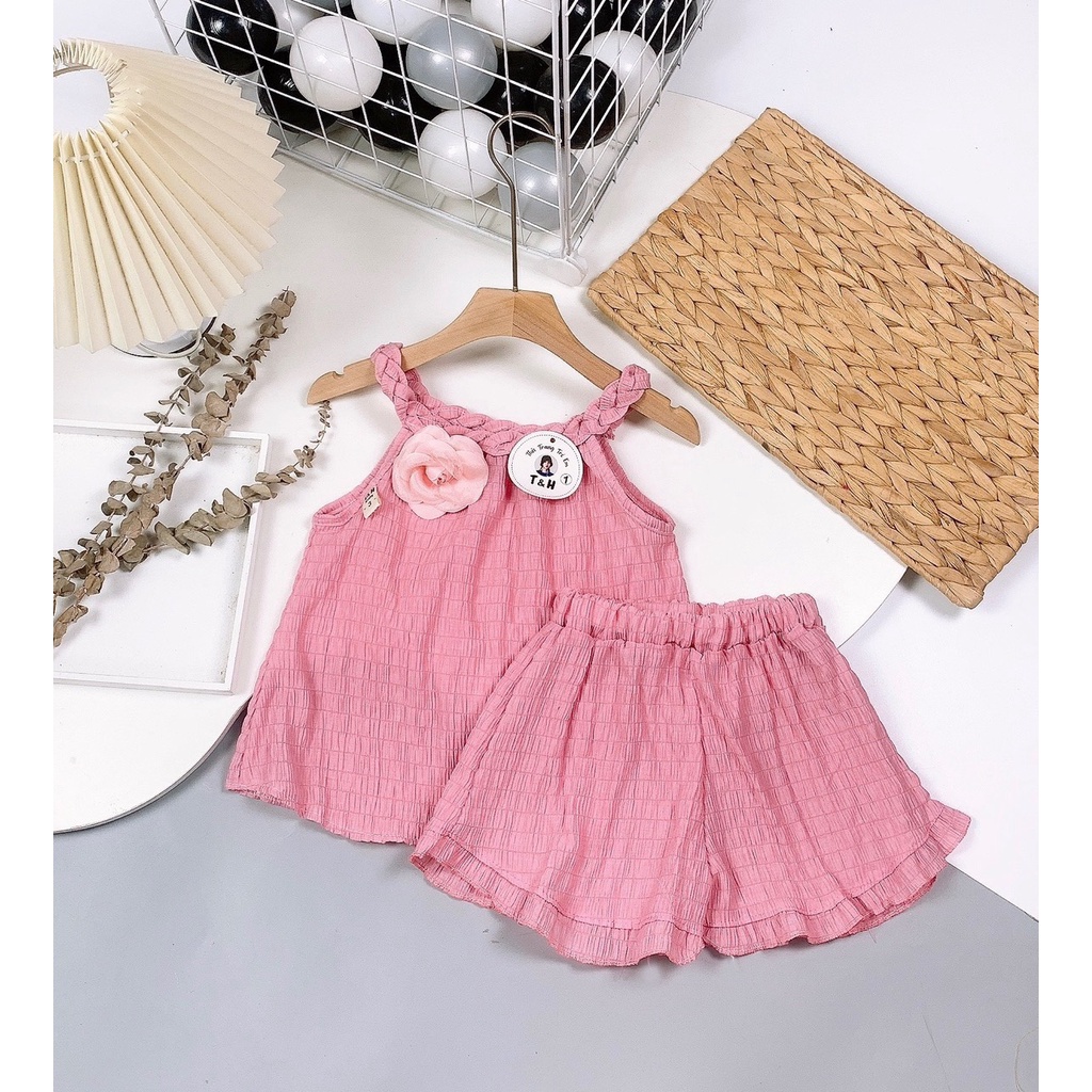 Bộ bé gái 2 dây cánh tiên màu hồng dễ thương