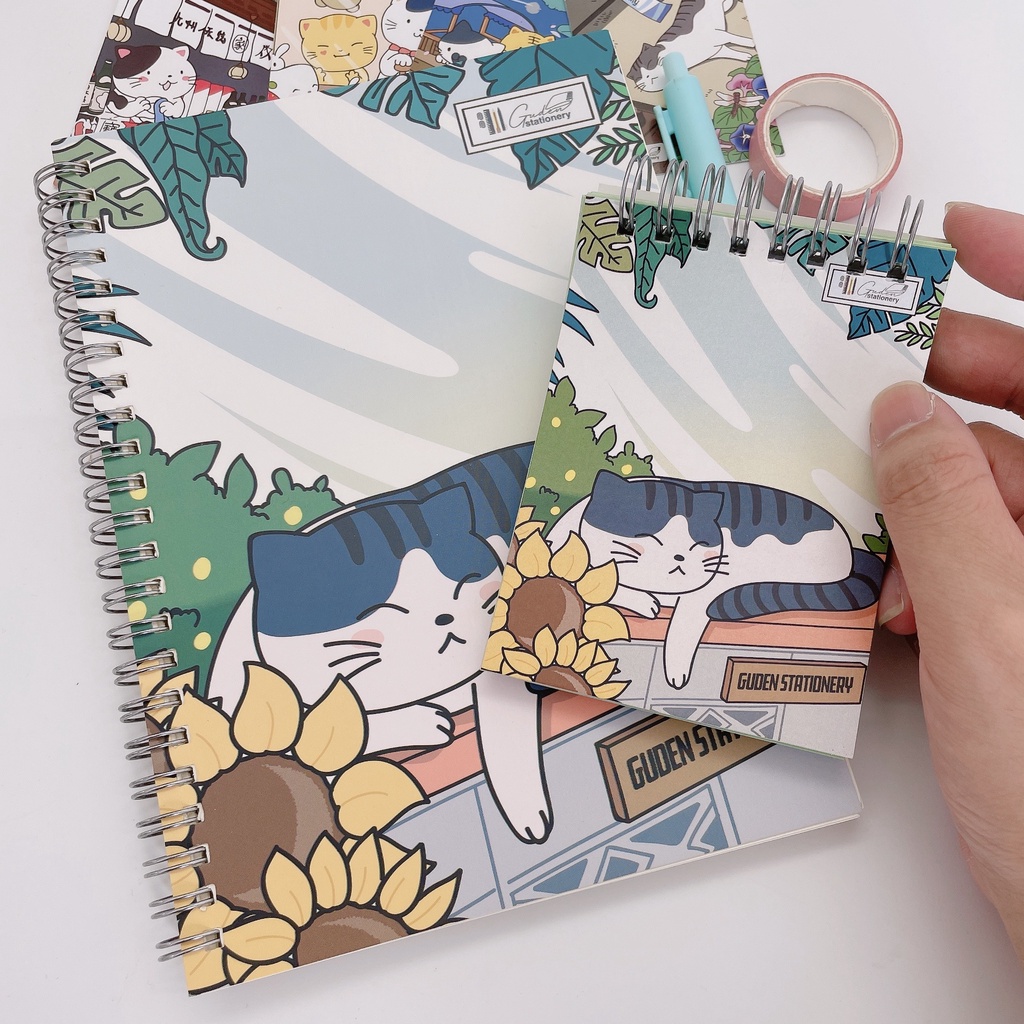 Sổ tay Mini To-do list cỡ A7 mèo Nhật Bản xanh lá_Guden Stationery