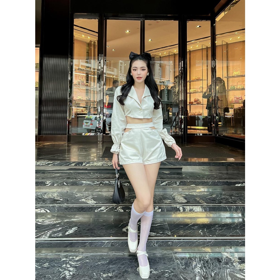 Set Nữ Croptop Blazer , Chất Vải Cotton Lạnh Thoải Mái , WSD000336 ,SOMEHOW