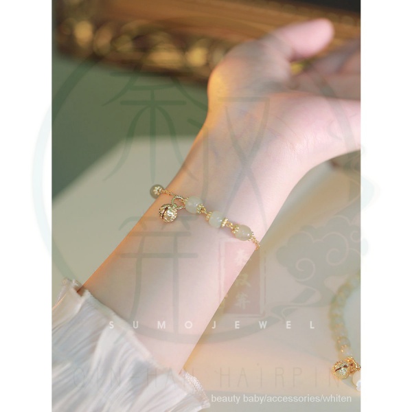 Vòng tay ngọc bích trong suốt cá tính phong cách retro cá tính cho nữ sinh