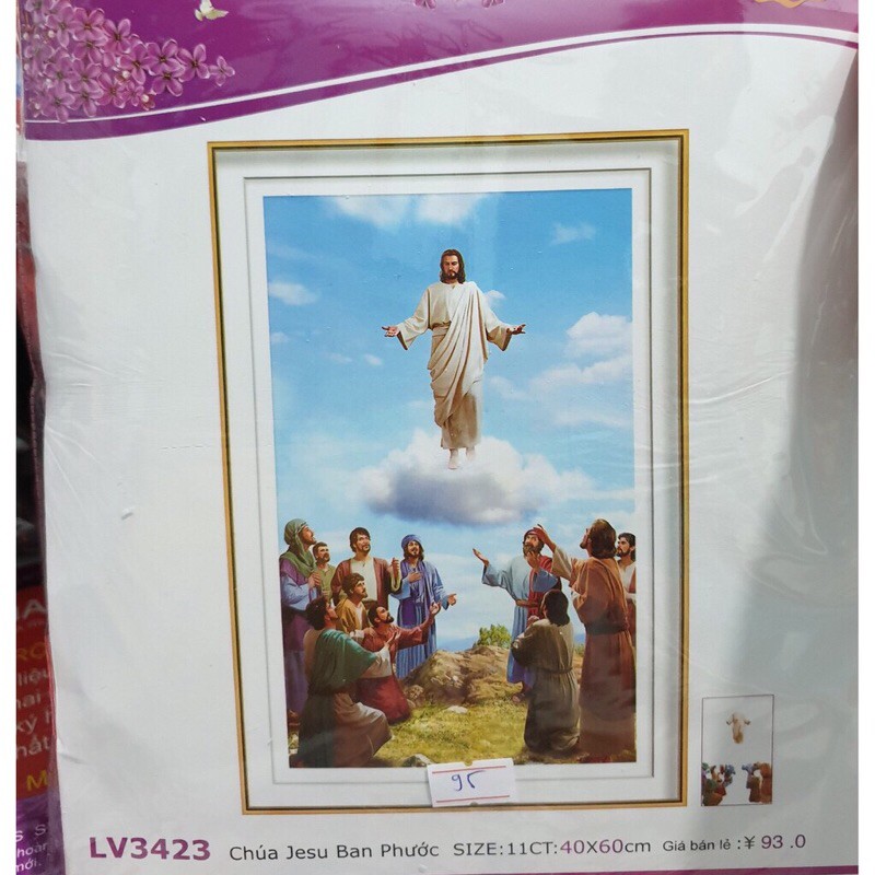 Tranh thêu chữ thập Chúa Jesu ban ơn LV3423 (40x60) chưa thêu