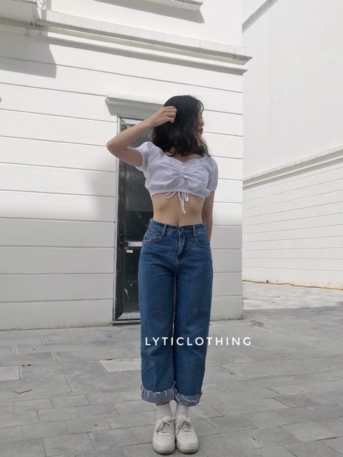 Quần jeans gấu gập