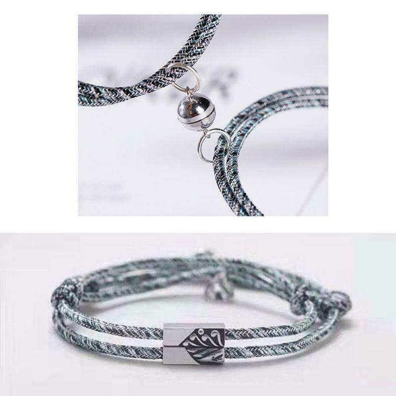 2pcs/set Paired Bracelet For Lovers Distance Magnet Braslet Women Men Braided String