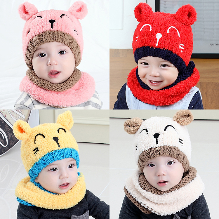 Fashion Baby Girls Boys Cute Smiley Caps Newborn Velvet Warm Woolen Hats