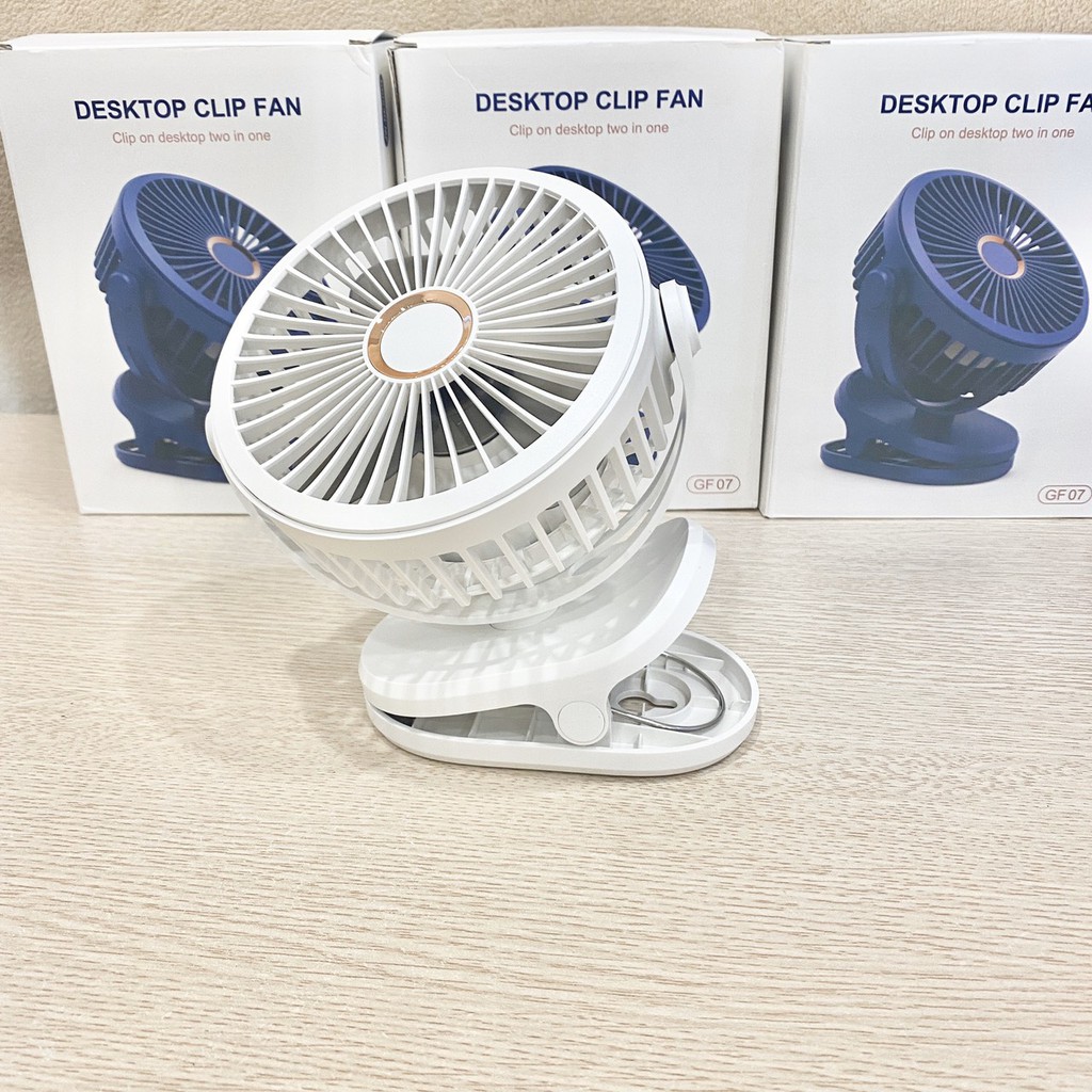 Quạt kẹp mini JW Desktop Clip Fan pin 8000mah kẹp bàn, xe đẩy, nôi cũi, sử dụng văn phòng, du lịch