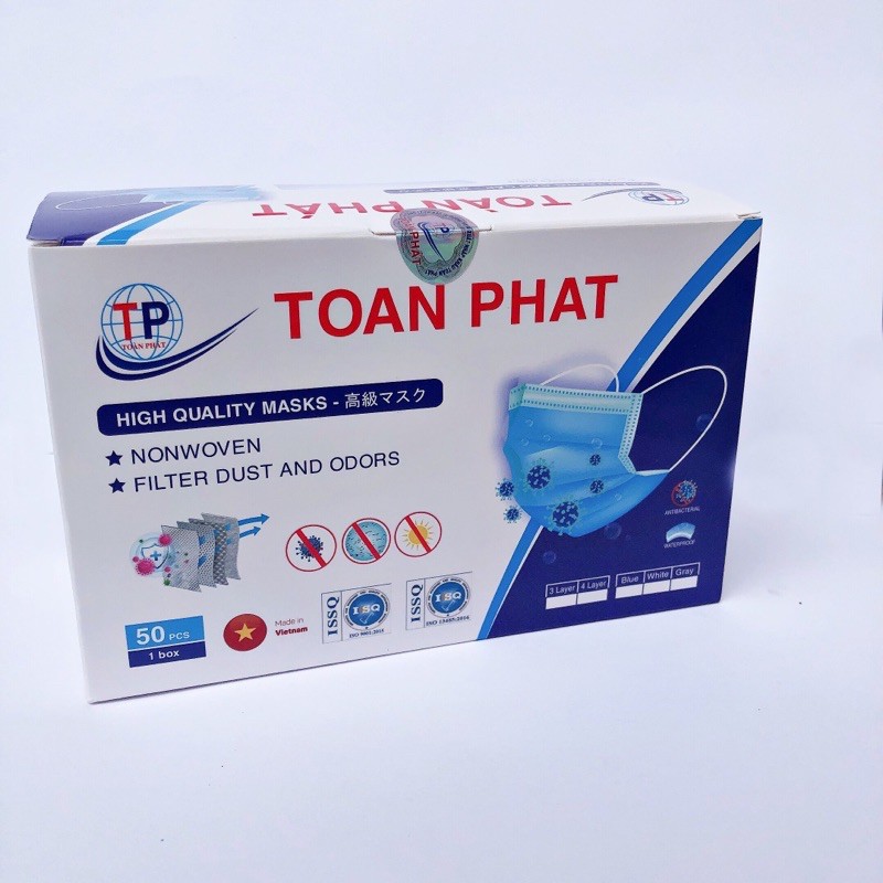 Combo 3 hộp khẩu trang y tế 4 lớp Toàn Phát (1 hộp 50 chiếc) loại dày mịn
