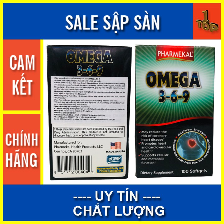 Viên Dầu Cá Omega 3-6-9 Pharmekal - giải pháp hỗ Trợ Tim Mạch và Tăng Cường Trí Nhớ - omega 369 - top1 pharmacy
