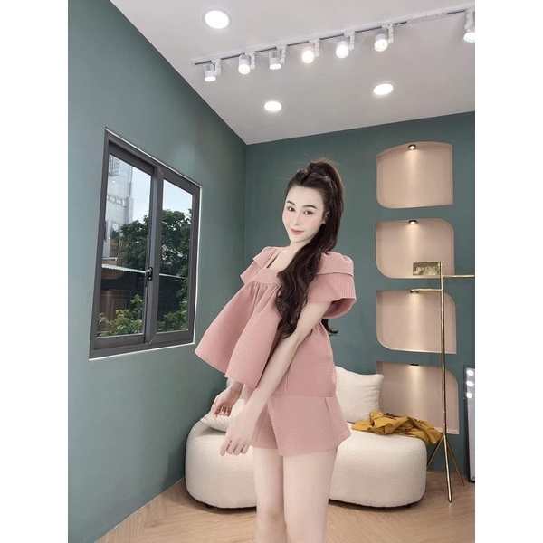 Set babydoll cổ vuông ta bồng + short đùi