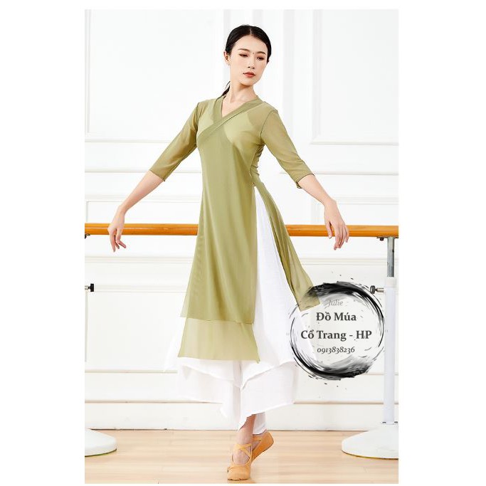 Áo múa dài cổ chữ V 6 mảnh