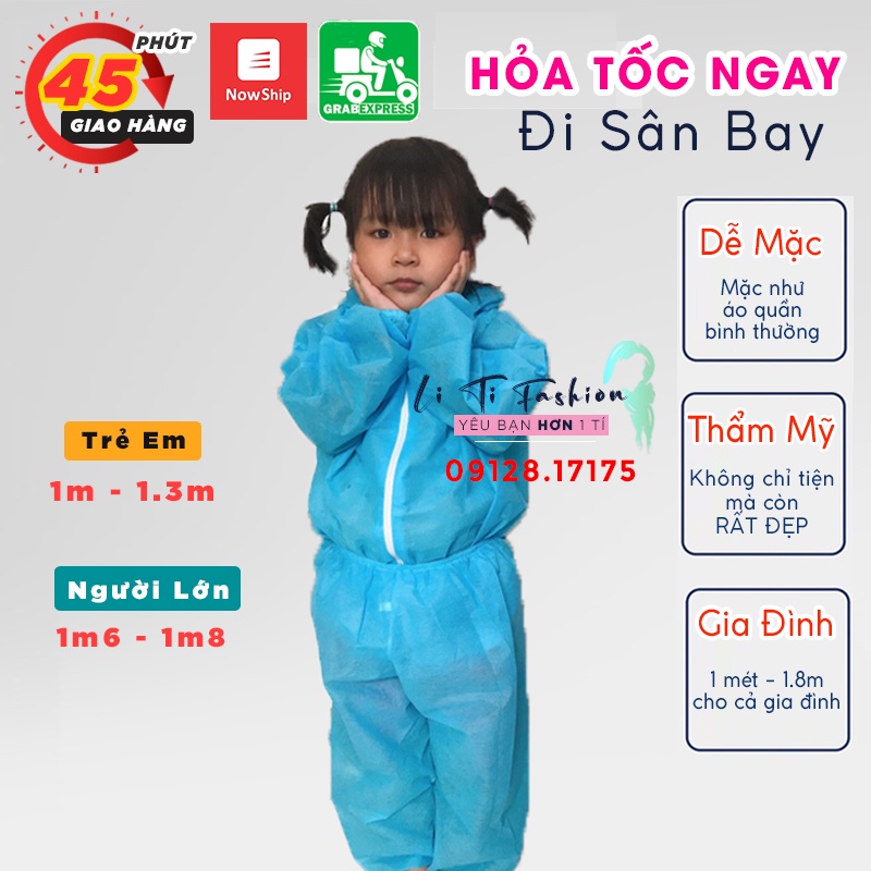 Đồ Bảo Hộ Y Tế   Áo quần chống dịch  - Đồ bảo hộ Y Tế phòng dịch size từ 1m - 1m8 (BỘ RỜI) tiện lợi khi đi máy bay