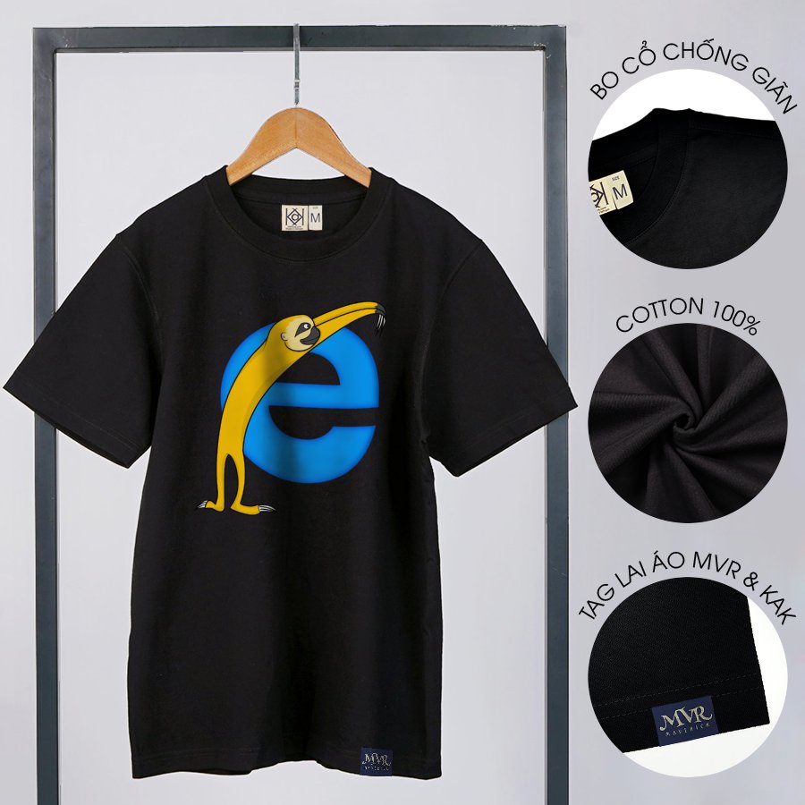 Áo thun nam nữ cổ tròn Cotton thoáng mát vui nhộn icon mạng có chú lười MVR KK3958