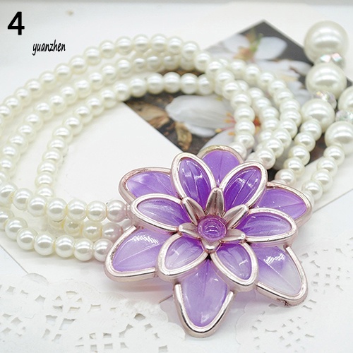 Vòng cổ Dáng Dài Mặt Hoa Đính Ngọc Trai Nhân Tạo Thời Trang