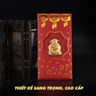 Lì xì 2022 tết đỏ thần tài may mắn mạ vàng 24K rước tài lộc SB756