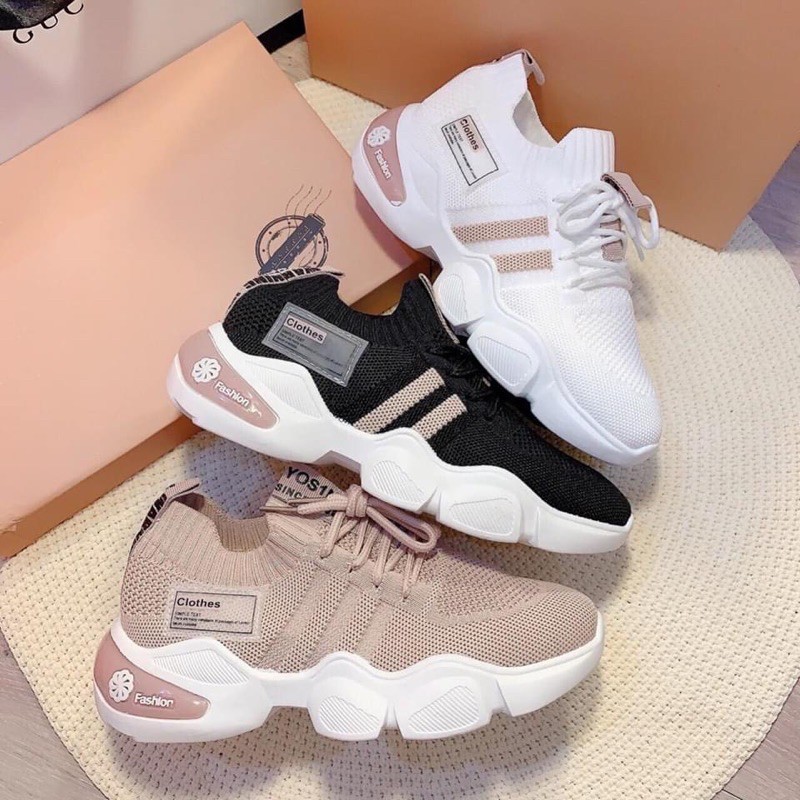 {xả hàng}  GIÀY THỂ THAO NỮ 2 VẠCH CỔ CHUN ĐẾ SÓNG KHỦNG SIÊU HOT (Có Size 40) | BigBuy360 - bigbuy360.vn