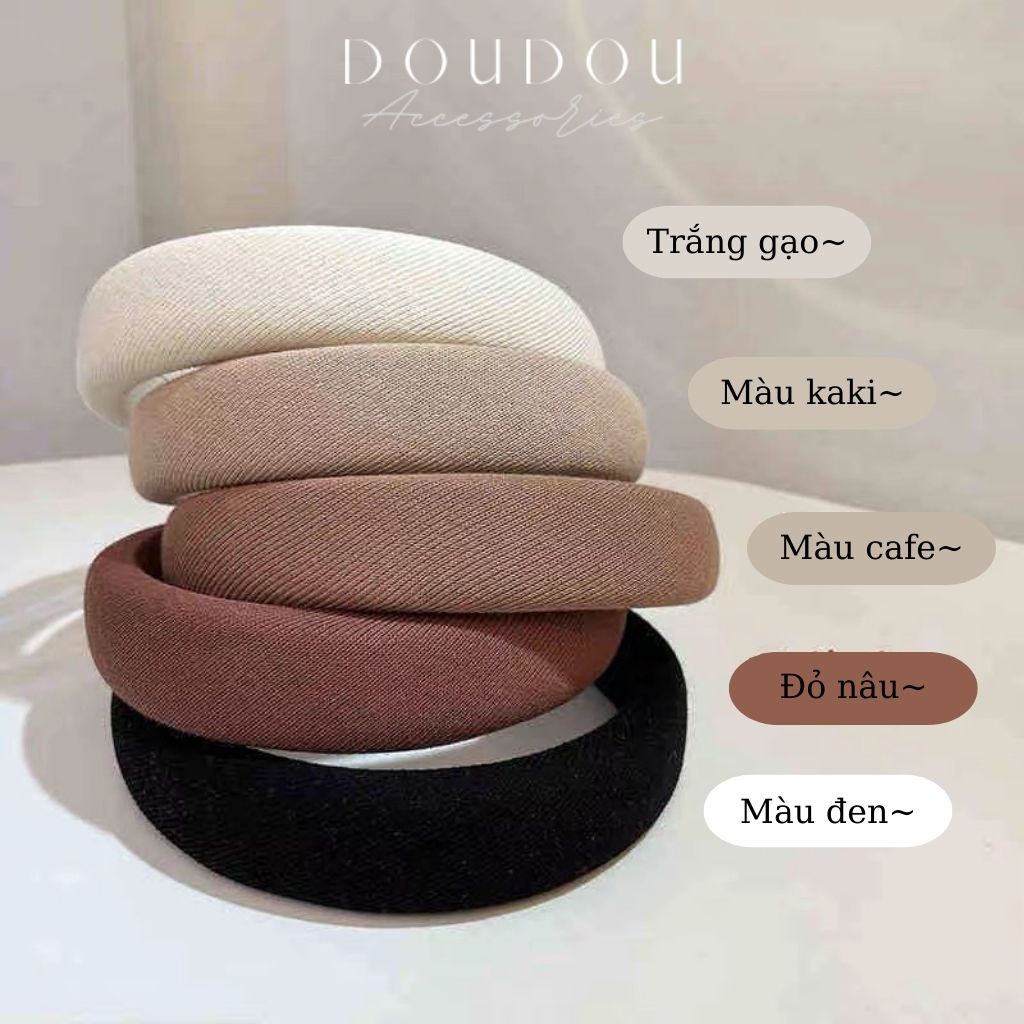 Băng đô tóc nữ DOUDOU Bờm tóc cài tóc phong cách Hàn Quốc chất liệu xốp nhung cao cấp mềm mịn tone nâu tây FG021