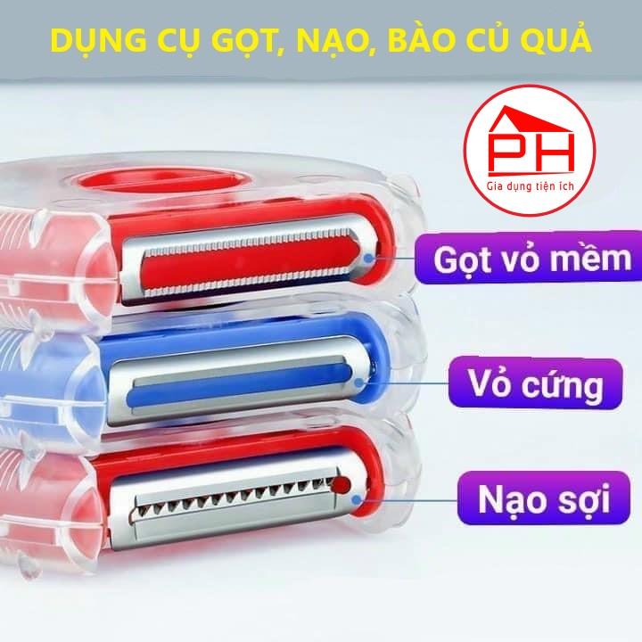 Dụng cụ gọt nạo bào sợi củ quả đa năng 3 in 1 (Giao mầu ngẫu nhiên) - Gia dụng Phước Hòa