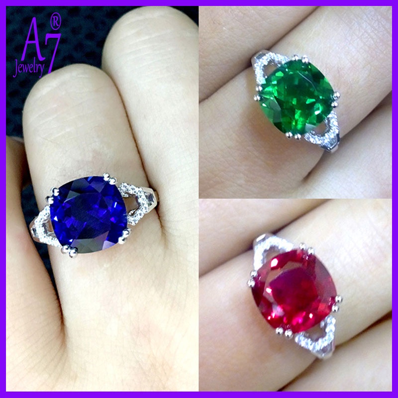 Nhẫn bạc 925 đính đá hồng ngọc màu sắc thời trang