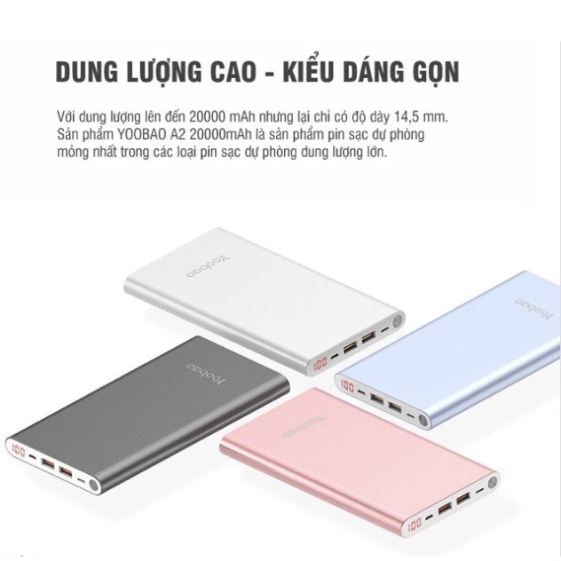 Sạc dự phòng YooBao Air 20.000mAh chính hãng tặng túi đựng cực chất chính hãng YOOBAO - phụ kiện giá tốt