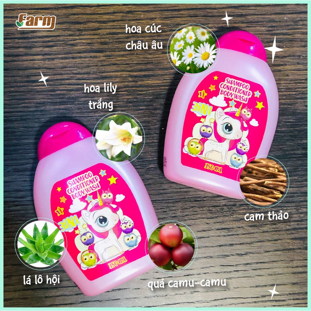 Sữa Tắm Gội Xả Em Bé Unicorn 3in1 350ml