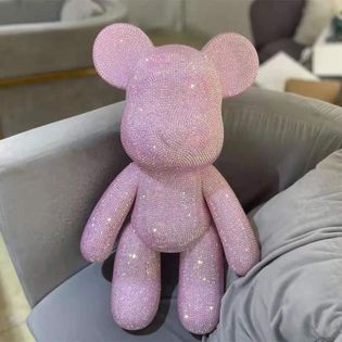 Màu Hồng Phấn - Gấu Đính Đá Bearbrick size 23cm Hàng Có Sẵn  - Gấu Tự Đính Đá Dyi