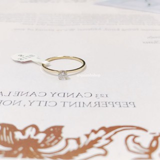 Nhẫn Titan - Nhẫn Titan Bản Mỏng Đính Hột Đá Màu Vàng