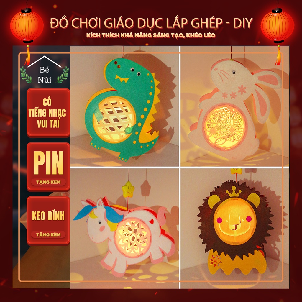 Đồ chơi giáo dục sơm cho bé dạng đèn lồng lắp ghép dán sáng tạo khéo léo có tiếng nhạc vui nhộn BeNui2022