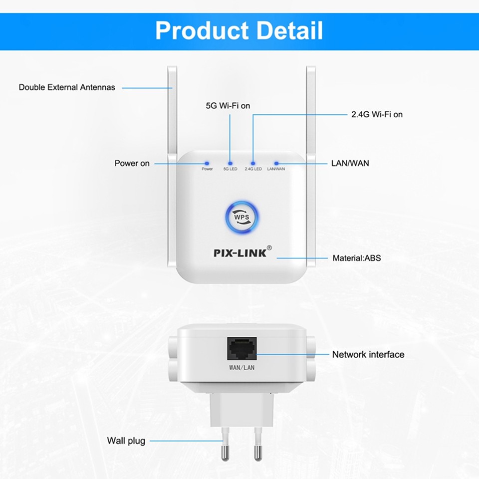Thiết bị khuếch đại tín hiệu Wifi không dây 2.4G 5G 1200Mbps | BigBuy360 - bigbuy360.vn