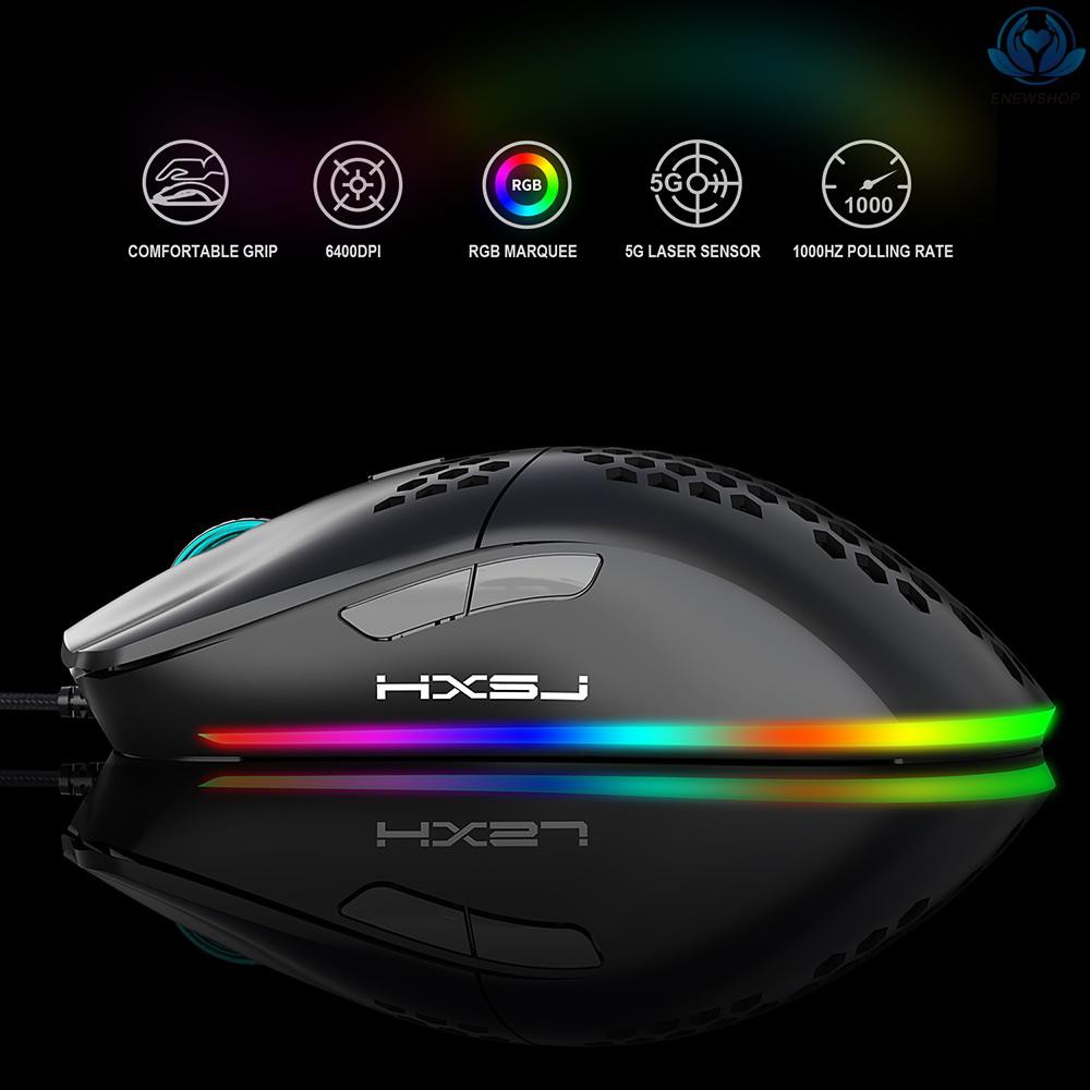 Chuột Chơi Game Hxsj J900 Có Dây Và Đèn Rgb Có Thể Điều Chỉnh Dpi Đen