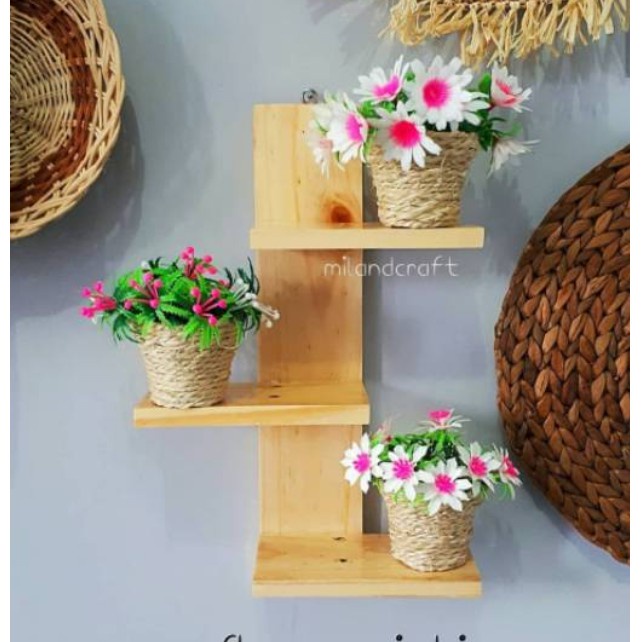 Giá treo kệ treo đồ lưu niệm hoa cây cảnh trong nhà đẹp kệ treo tường kích thước 10x40 và 10x20 3tầng