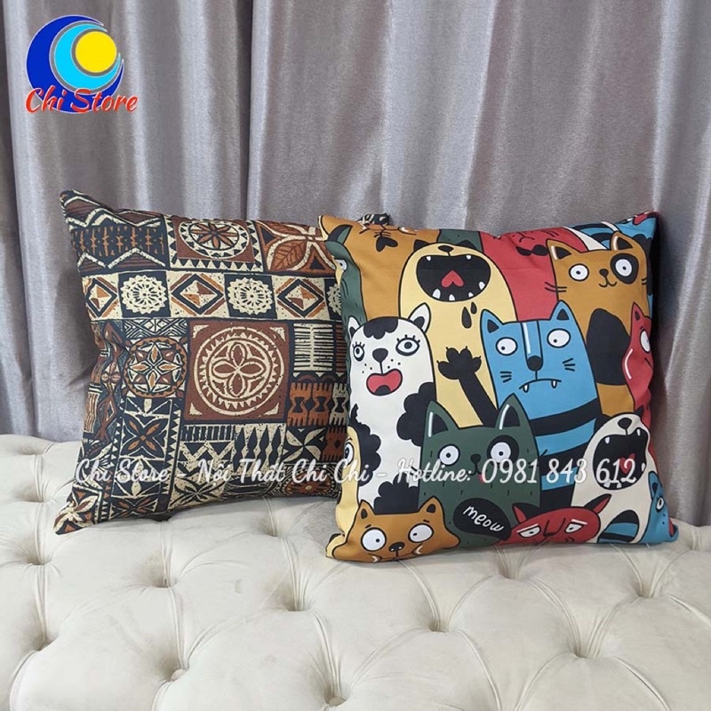 Gối Vuông Tựa Lưng Sofa 45x45cm, Gối Tựa Lưng Văn Phòng Trang Trí Vải Kaki Chống Thấm Nước