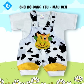 Combo đồ yếm trẻ em Chú Bò Trắng đen - Dịu nhẹ với trẻ em vải 100% Cotton