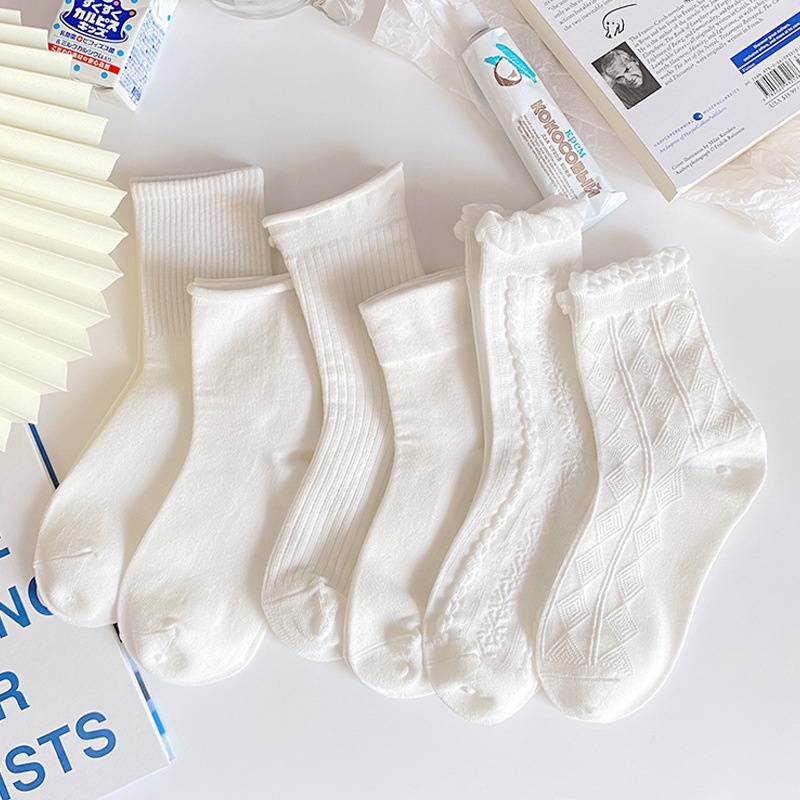 Tất cổ cao trắng dễ thương kiểu dáng Hàn Quốc - VeoStore