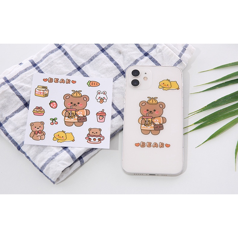 Sticker dán camera/chai nước/sổ tay/cốc/điện thoại họa tiết hoạt hình xinh xắn cho bé trai bé gái