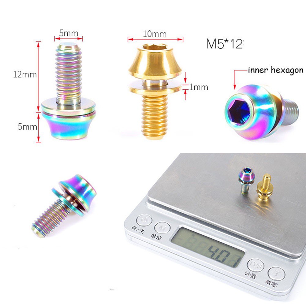 Bu Lông Lục Giác M5x12mm TC4 Kèm Giá Đỡ Bình Nước Gắn Xe Đạp Leo Núi MTB